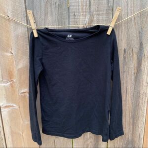 H&M black kids cotton long sleeve T-shirt 6-8